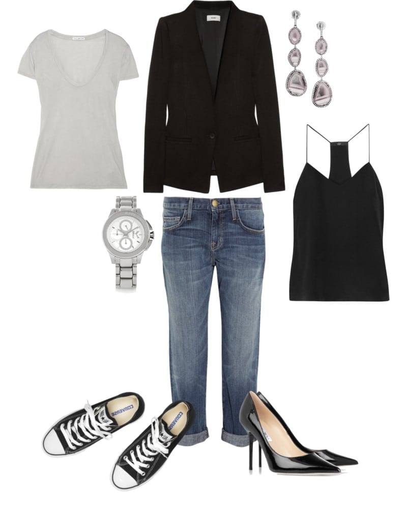 uniform sportowa elegancja żakiet i jeansy boyfriend